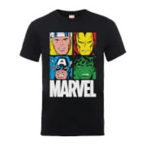 Marvel Multi Colour Main Tile Mens Black T-Shirt - L - Black