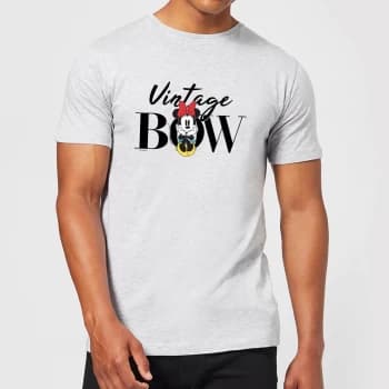 Disney Minnie Mouse Vintage Bow Mens T-Shirt - Grey - XS - Grey