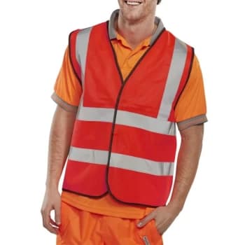 Hi Viz Waistcoat Full App. G Red - Size 2XL