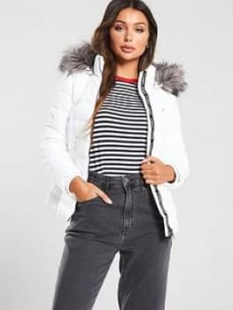 Tommy Jeans Essential Hooded Down Jacket - White