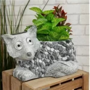 Mosaic Polystone Fox Solar Light Planter Ornament