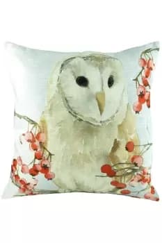 Xmas Owls Hand-Painted Watercolour Printed Cushion
