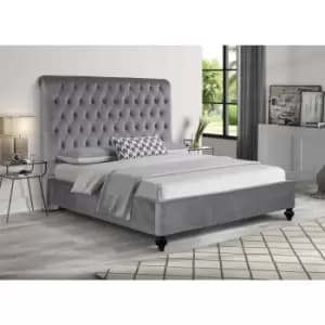 Fiona Bed Double Plush Velvet Grey
