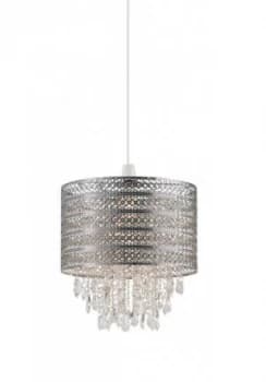 Ceiling Pendant Light Chrome, Clear Glass Drops, E27