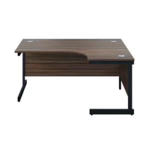 Jemini Radial Right Hand Single Upright Cantilever Desk 1600x1200x730mm Walnut/Black KF819707