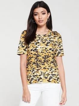 Whistles Ikat Print Rosa Double Trim T-Shirt - Yellow/Multi