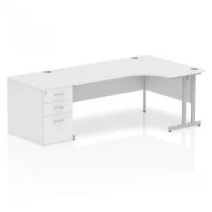 Impulse 1800 Right Hand Cantilever Workstation 800 Pedestal Bundle White