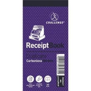 Challenge Duplicate Book Carbonless Receipt 50 Receipts 140x70mm Pack 10