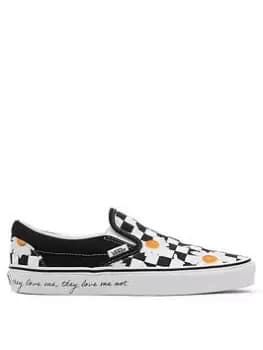 Vans Ua Classic Slip-on, Black/White/Yellow, Size 6, Women