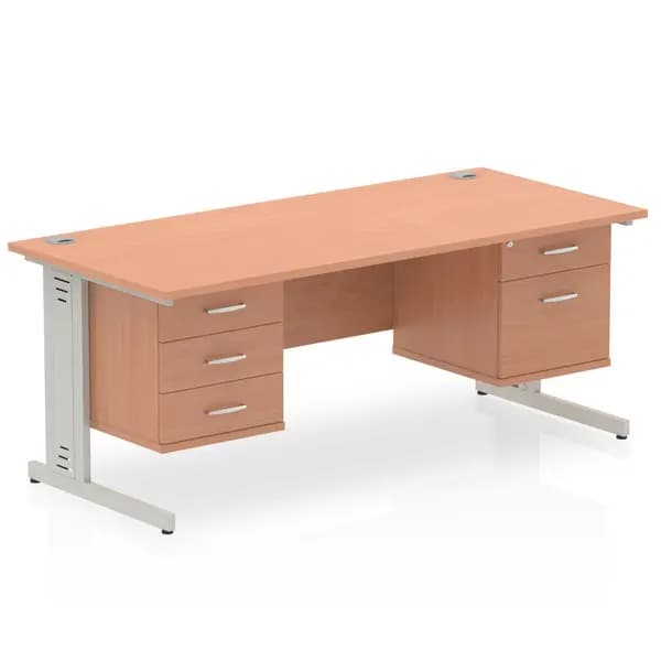 Dynamic Office Solutions Impulse 1800mm Cable Managed Straight Desk With Fixed Pedestal I003506