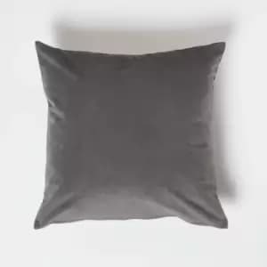 Homescapes - Grey Velvet Cushion, 45 x 45cm - Grey