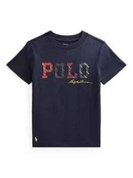 Ralph Lauren Boys Graphic Polo Logo Short Sleeve T Shirt - Blue Size 14-16 Years=L