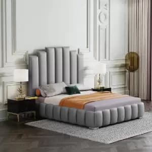 Leisa Bed King Plush Velvet Grey
