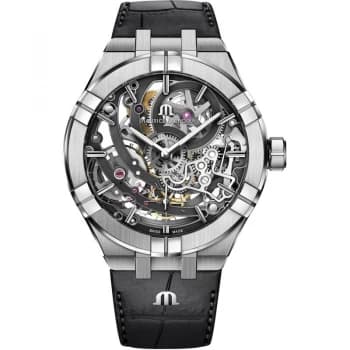 Maurice Lacroix Aikon Mens Automatic Skeleton Black Leather Watch