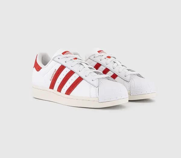 Adidas Womens Superstar Trainers Whtie Bright Red Wonder Clay, 3