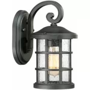 Loops - Outdoor IP44 1 Bulb Wall Light Lantern Earth Black LED E27 60W d02193