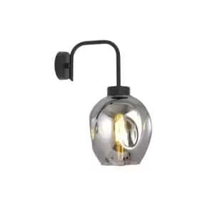 Lukka Black Dome Wall Lamp with Graphite Glass Shades, 1x E27