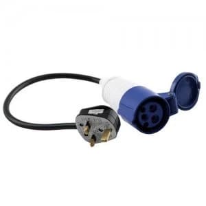 Zexum 16A 230V Black UK 3 Pin Plug to Female Hook Up Extension - 0.25M