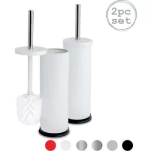 Harbour Housewares - Round Toilet Brushes - White - Pack of 2