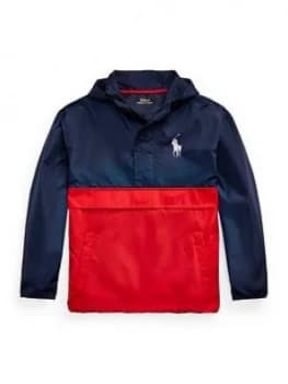 Ralph Lauren Boys Lightweight Colourblock Pop Over Jacket - Navy