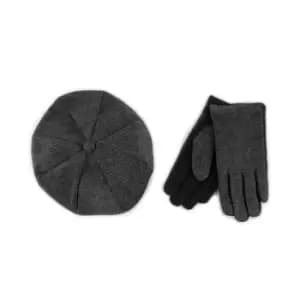 totes Mens Baker Boy Hat and Glove Set Black