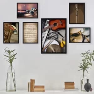 SET_103 Multicolor Decorative Framed Painting (6 Pieces)