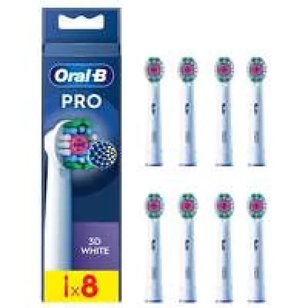 Oral B 3D White Replacement Heads with X Filaments Toothbrush 8Pcs