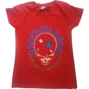 Grateful Dead - Space Your Face & Logo Ladies X-Large T-Shirt - Red
