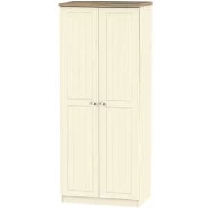 Robert Dyas Wilcox Ready Assembled 2-Door Wardrobe - Cream Ash