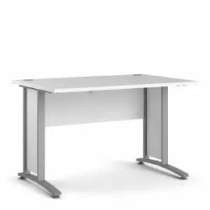 Prima Desk with Silver Legs 120cm, white