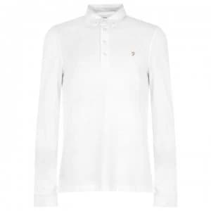 Farah Vintage Ricky Long Sleeve Polo Shirt - White 104