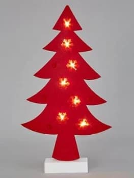 Noma Lit Red Felt Tree Battery Operated Room Light