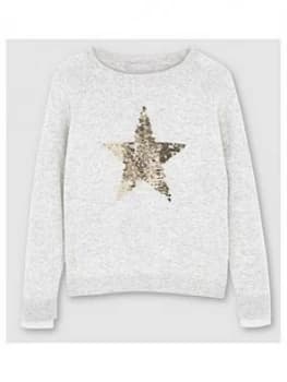 Mintie By Mint Velvet Girls Sequin Star Jumper - Grey