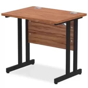 Impulse 800 x 600mm Straight Desk Walnut Top Black Cantilever Leg