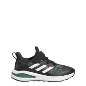 adidas FortaRun Sport Running Lace and Top Strap Shoes Ki - Black