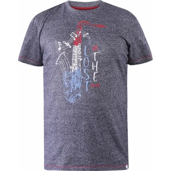 D555 by Duke Duke Mens Big Size Saxophone Print Cotton Crew Neck T Shi