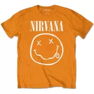 Nirvana - White Smiley Kids 5-6 Years T-Shirt - Orange