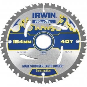 Irwin Weldtec Construction Saw Blade 184mm 40T 30mm