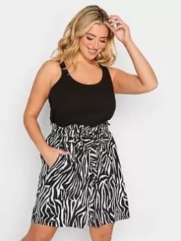 Yours Paperbag Waist Short Zebra, Black, Size 16, Women
