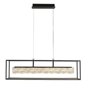 Elevator LED Crystal Pendant, Matt Black Frame Dimmable 3000K