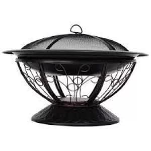 Outsunny Steel Lift-Top Screen Firepit Black