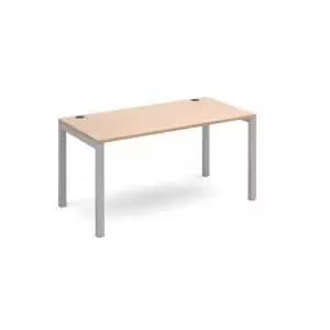 Connex single desk 1400mm x 800mm - silver frame and beech top
