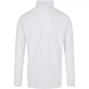 Build Your Brand Mens Turtle Neck Long-Sleeved T-Shirt (S) (White)