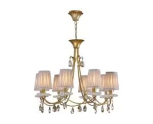 Sophie Ceiling Pendant 79cm Round, 8 x E14 (Max 20W), Gold Painting, Cream Shades