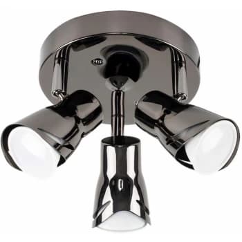 Minisun - 3 Way Round Plate Ceiling Spotlight Fitting - Black Chrome
