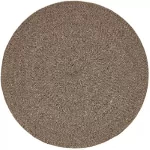 Linen and Black Melange Braided Rug, 150cm Round - Natural - Homescapes