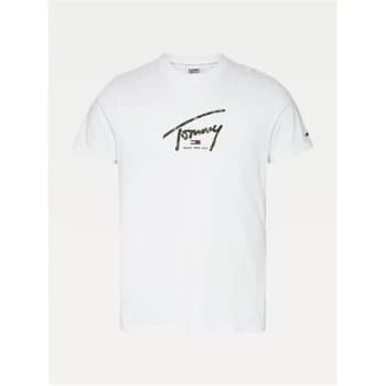 Tommy Jeans Script Camo Logo T Shirt - White