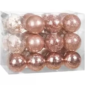 Casaria - Christmas Tree Baubles 24 Pieces Transparent Filling Shatterproof Decoration Ornaments Break-proof Xmas 6cm Rosegold (de)