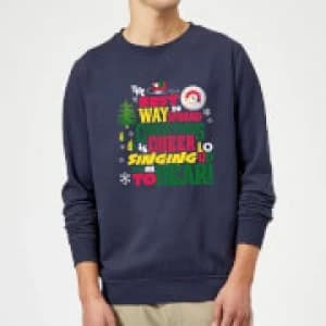 Elf Christmas Cheer Christmas Sweatshirt - Navy - 3XL
