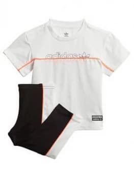 adidas Originals Infant T-Shirt and Leggings Set - Blue Black, Blue/Black, Size 0-3 Months, Women